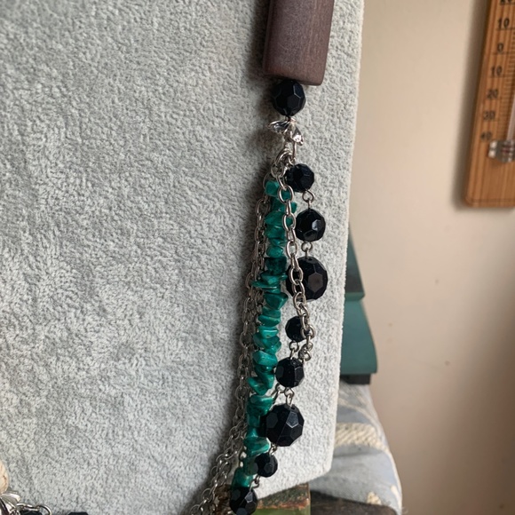 36"  Long Mixed Media Necklace - Gems Ceramic Wood Glass Stone Crystals - NWOT - Picture 7 of 10